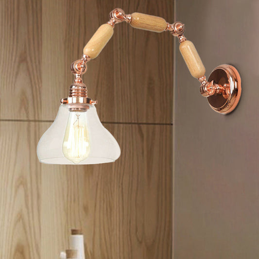 Vivolux | 1 Glühbirne Wandlampe mit Kegelschirm Klarglas Industrielle Wohnzimmer Wandleuchte Beleuchtung
