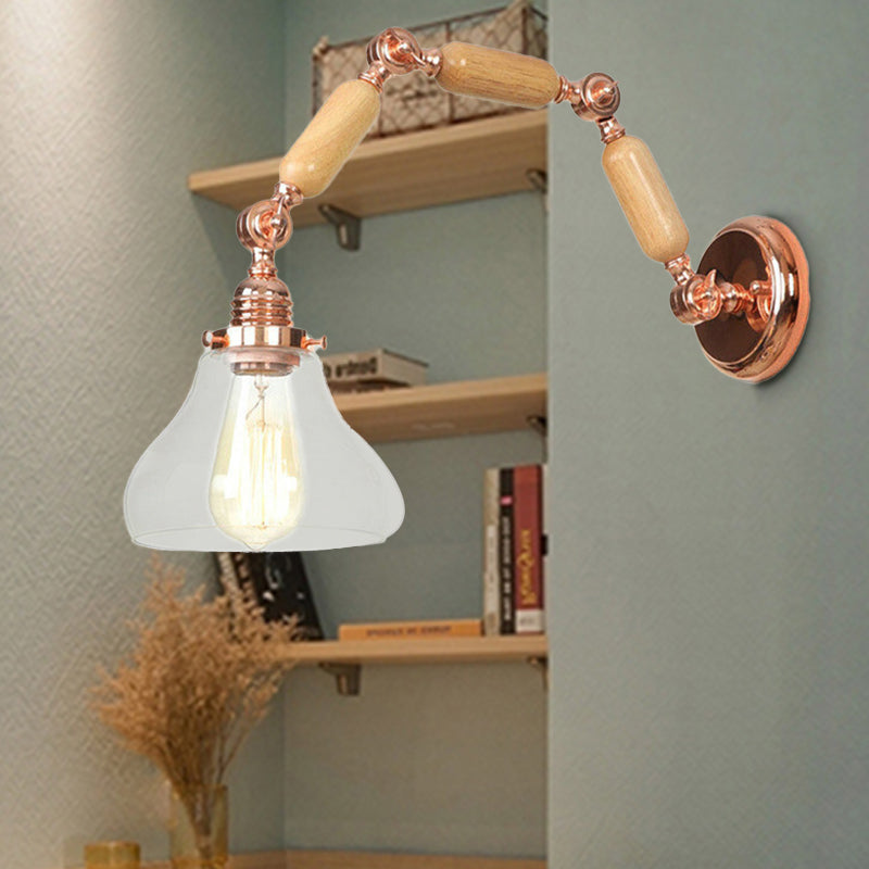 Vivolux | 1 Glühbirne Wandlampe mit Kegelschirm Klarglas Industrielle Wohnzimmer Wandleuchte Beleuchtung