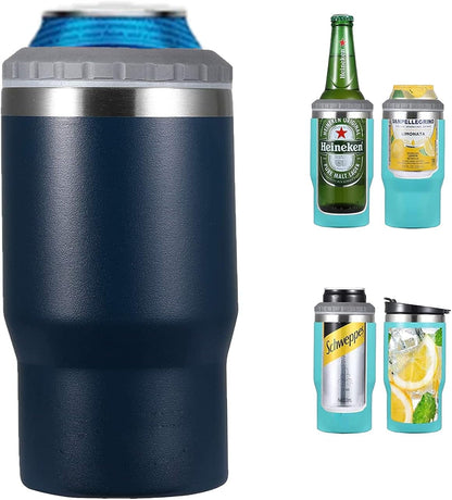 Vivolux | 4 in 1 Edelstahl Dose-/Flaschenisolator, 14Oz Zwei-Wege-Deckel SUS Isolierte Dose Kühler, Bierflaschenhalter (Schwarz)