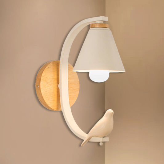 Vivolux | Nordic Style Kegelförmige Wandlampe mit Vogel 1 Kopf Metall Wandleuchte für Schlafzimmer Flur