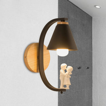 Vivolux | Romantische kegelförmige Wandleuchte mit Koppel Metall 1 Lampe Wandlicht für Studierzimmer