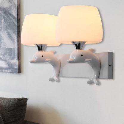 Vivolux | Frosted Glass Urn Wall Lamp Modern Stylish Wall Lighting in White Finish for the Office