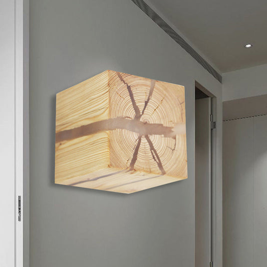 Vivolux | Rustikale Stil Rissige Würfel Wandlampe Holz Wandleuchte für Kinderzimmer Stillzimmer