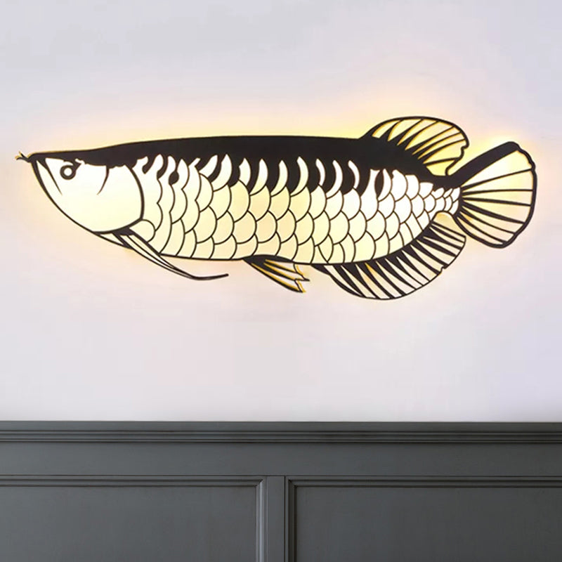 Vivolux | Fischförmige Kindergarten Wandlampe Acryl Kreative LED Wandlampe in Schwarz