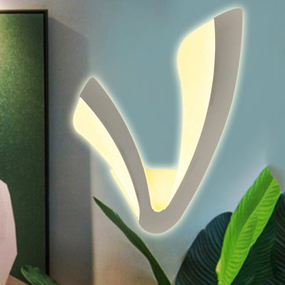 Vivolux | Einfacher Stil hornförmige Wandlampe Acryl Weiß LED Wandleuchte für Wohnzimmer