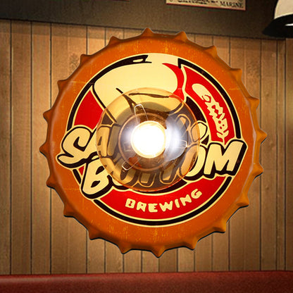 Vivolux | Antike Stil LED Wandleuchte Flaschendeckel Form Metall Wandlicht für Restaurant Bar