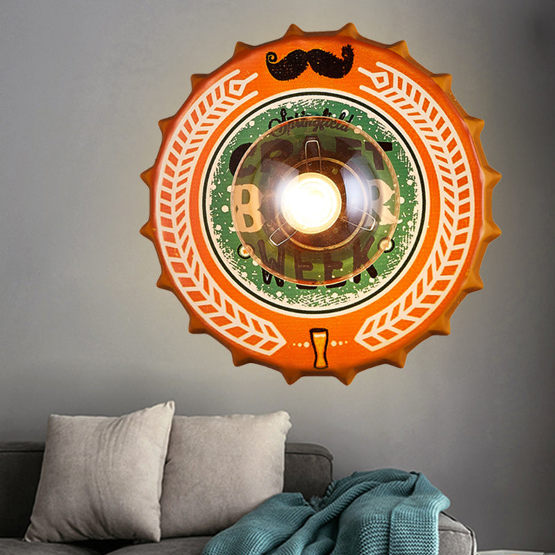 Vivolux | Antike Stil LED Wandleuchte Flaschendeckel Form Metall Wandlicht für Restaurant Bar