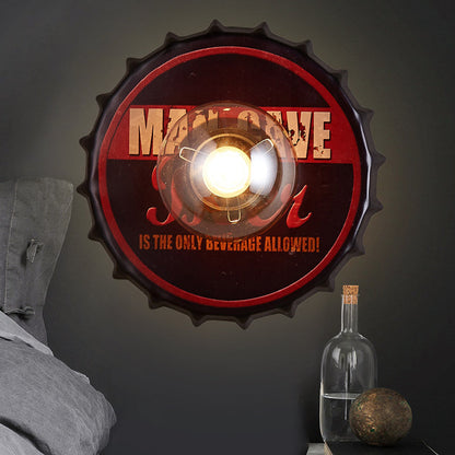 Vivolux | Antike Stil LED Wandleuchte Flaschendeckel Form Metall Wandlicht für Restaurant Bar