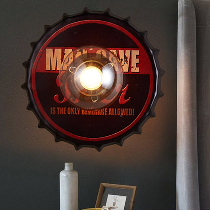 Vivolux | Antike Stil LED Wandleuchte Flaschendeckel Form Metall Wandlicht für Restaurant Bar