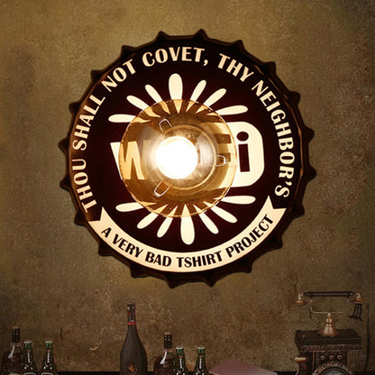 Vivolux | Antike Stil LED Wandleuchte Flaschendeckel Form Metall Wandlicht für Restaurant Bar