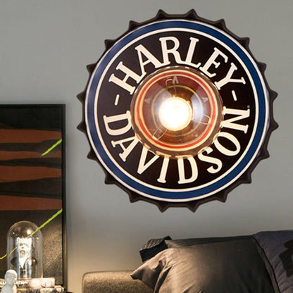 Vivolux | Antike Stil LED Wandleuchte Flaschendeckel Form Metall Wandlicht für Restaurant Bar