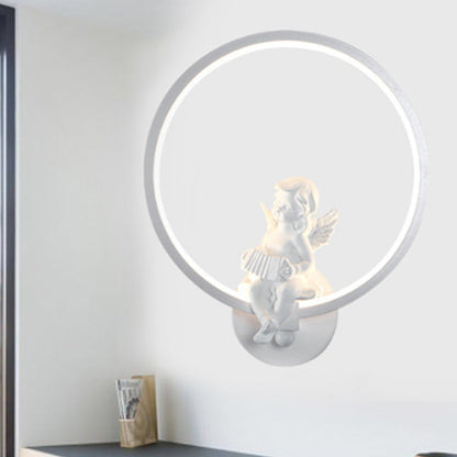 Vivolux | Art Ring Wandleuchte mit kleinem Engel Metallharz Wandlampe für Schlafzimmer Spiegel Badezimmer