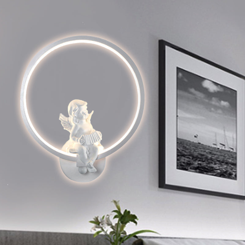 Vivolux | Art Ring Wandleuchte mit kleinem Engel Metallharz Wandlampe für Schlafzimmer Spiegel Badezimmer