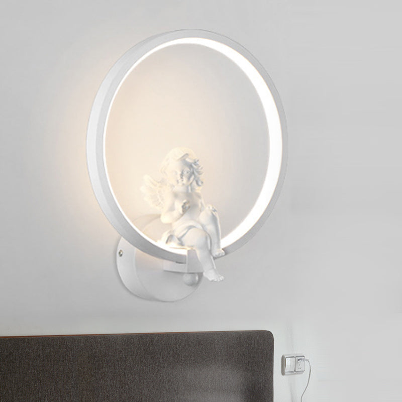 Vivolux | Art Ring Wandleuchte mit kleinem Engel Metallharz Wandlampe für Schlafzimmer Spiegel Badezimmer