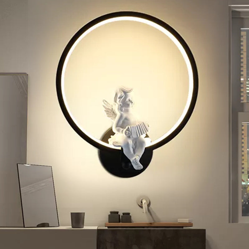 Vivolux | Art Ring Wandleuchte mit kleinem Engel Metallharz Wandlampe für Schlafzimmer Spiegel Badezimmer