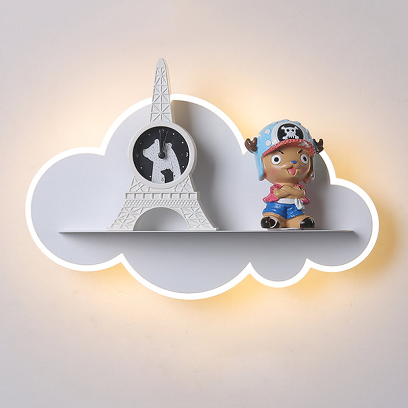 Vivolux | Akryl Cloud Wandlamp met Plank Kinderen LED Wandmonteur in Wit voor Kinder slaapkamer