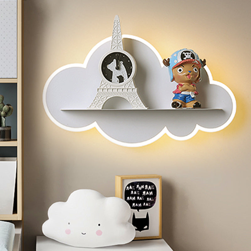Vivolux | Akryl Cloud Wandlamp met Plank Kinderen LED Wandmonteur in Wit voor Kinder slaapkamer