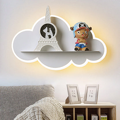 Vivolux | Akryl Cloud Wandlamp met Plank Kinderen LED Wandmonteur in Wit voor Kinder slaapkamer
