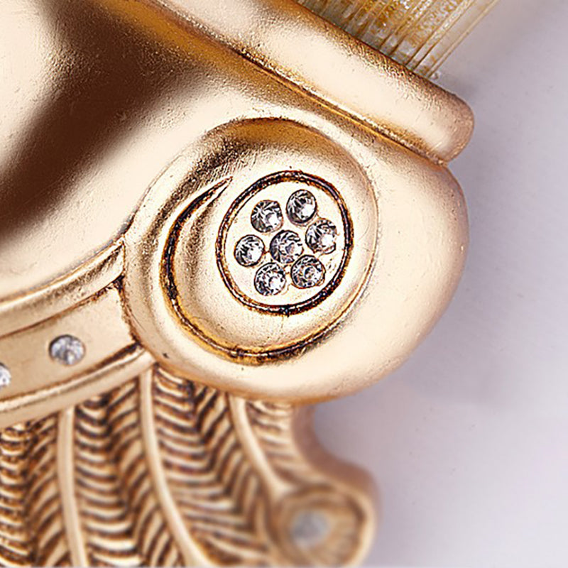 Vivolux | Amber Flared Wandlampe Antik Prismenglas 1 Licht Schlafzimmer Wandleuchte mit Gold Pfauen Schwanz Basis, 10"/13" Breit