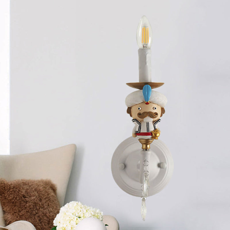 Vivolux | Wandlampe Kaars mit Cartoonfiguren und Kristall Deco Harz 1 Licht Moderne Wandlampe in Weiß für Kinderzimmer