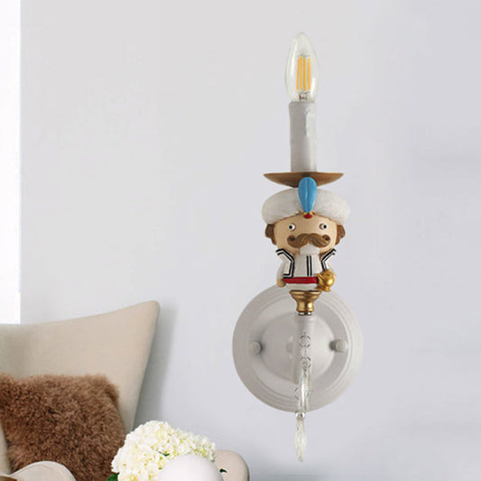 Vivolux | Wandlampe Kaars mit Cartoonfiguren und Kristall Deco Harz 1 Licht Moderne Wandlampe in Weiß für Kinderzimmer