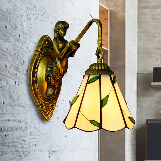 Vivolux | 1 Hoofdmontage Verlichting Tiffany Lily Blauw/Geel Glazen Wandlamp voor Gang