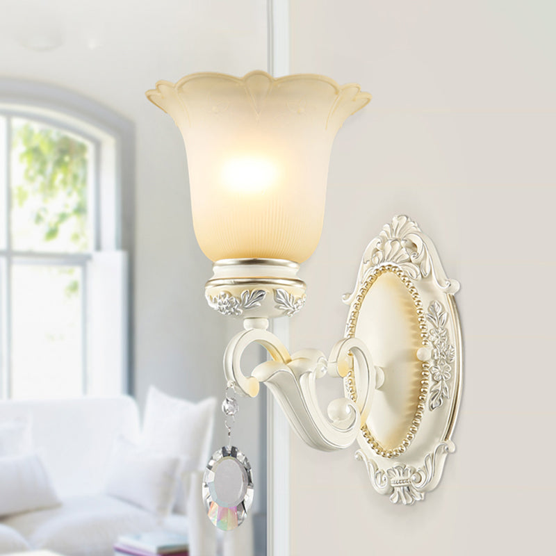 Vivolux | Eivory Flower Wall Light Traditionele Witte Glas 1/2 Lichten Woonkamer Sconces Licht