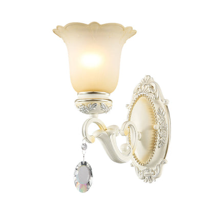 Vivolux | Eivory Flower Wall Light Traditionele Witte Glas 1/2 Lichten Woonkamer Sconces Licht
