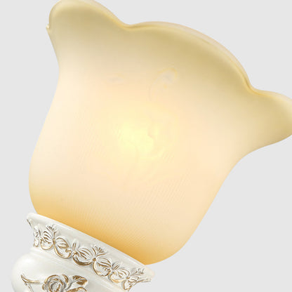 Vivolux | Gekartelde Witte Glas Wandlamp Traditioneel 1/2 Lichten Wandlamp met Irriserende Resin Achterplaat
