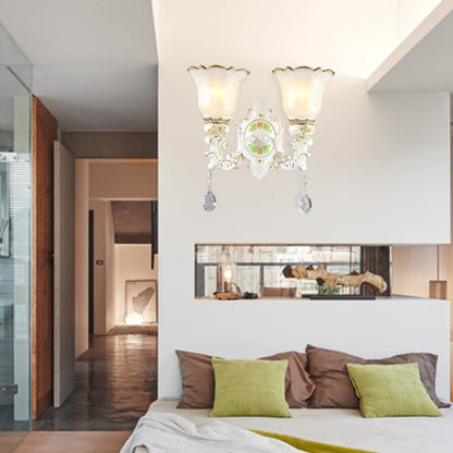 Vivolux | Opal Glass Flower Wandlamp Licht Traditioneel 1/2 Lichten Woonkamer Wandlamp Fitting in Wit