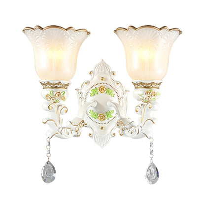Vivolux | Opal Glass Flower Wandlamp Licht Traditioneel 1/2 Lichten Woonkamer Wandlamp Fitting in Wit