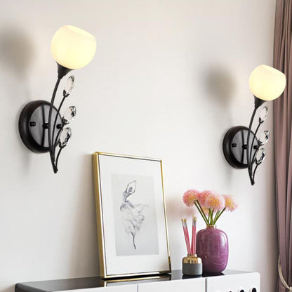 Vivolux | Bubble Shade Witte Glazen Wandlamp Rustiek 1/2 Lichten Eetkamer Wandgemonteerde Lamp in Zwart