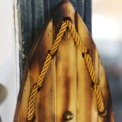 Vivolux | 2 Lichten Kaars Wandlamp Vintage Geel Hars Sconces Lichtarmatuur met Houten Achterplaat