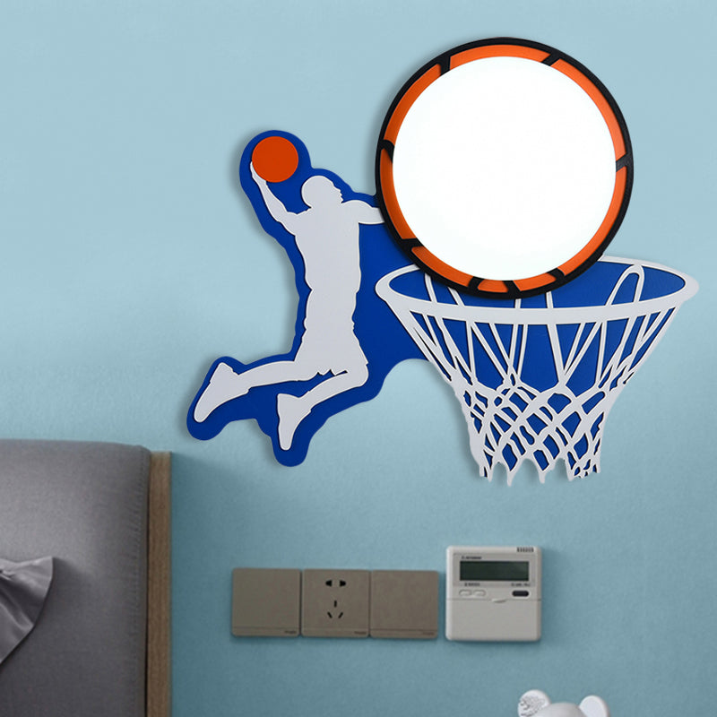 Vivolux | Houten Basketball Ring Wandlamp Sportthema Sconcelamp in Blauw voor Jongens Slaapkamer Trap