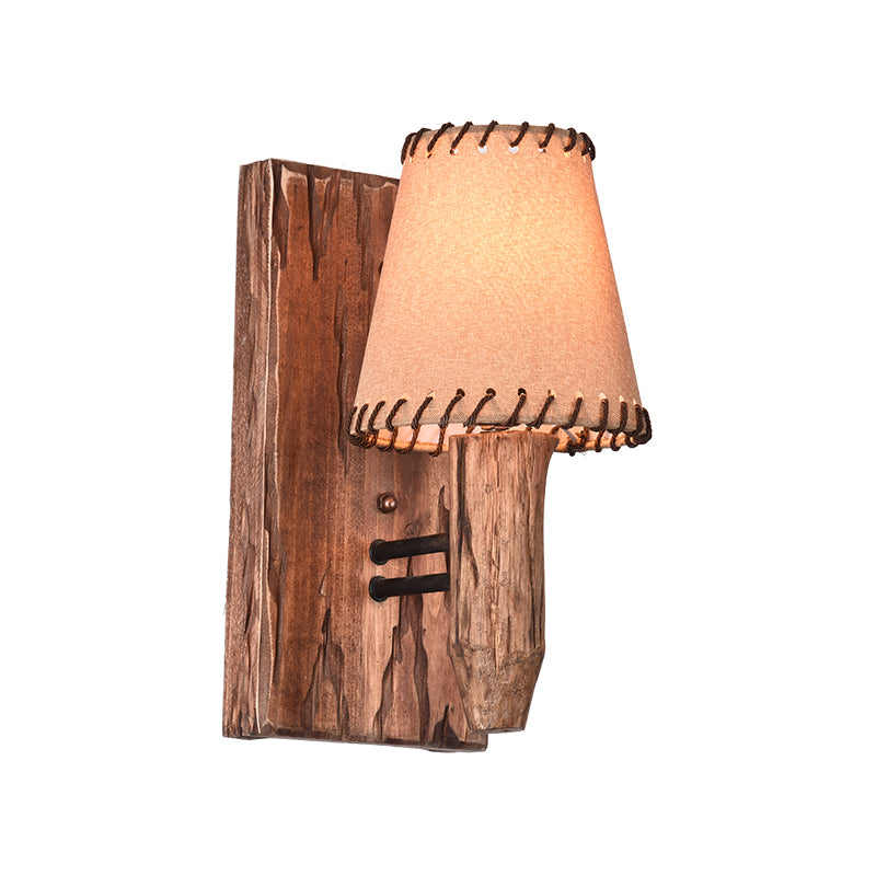 Vivolux | Vintage Getaperde Wandlamp 1/2 Lichten Stoffenwandverlichting in Hout voor Eetkamer