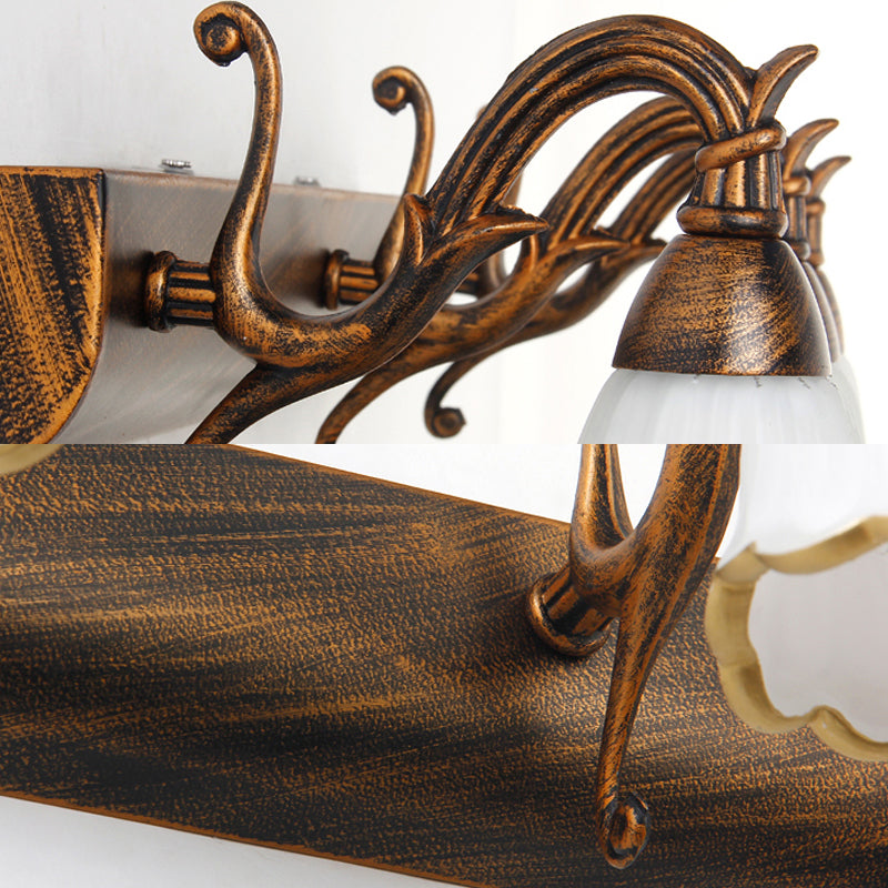 Vivolux | Blumen Bad Wand Leuchte Klassisches Opalglas 2/3/4 Lichter Bronze/Weiß Make-Up Beleuchtung