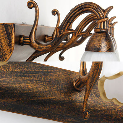 Vivolux | Blumen Bad Wand Leuchte Klassisches Opalglas 2/3/4 Lichter Bronze/Weiß Make-Up Beleuchtung