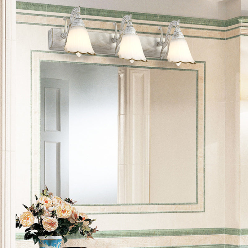 Vivolux | Blumen Bad Wand Leuchte Klassisches Opalglas 2/3/4 Lichter Bronze/Weiß Make-Up Beleuchtung