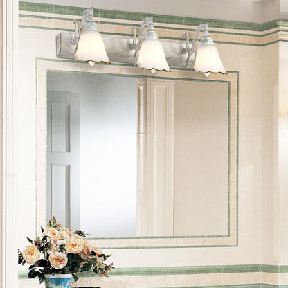 Vivolux | Blumen Bad Wand Leuchte Klassisches Opalglas 2/3/4 Lichter Bronze/Weiß Make-Up Beleuchtung