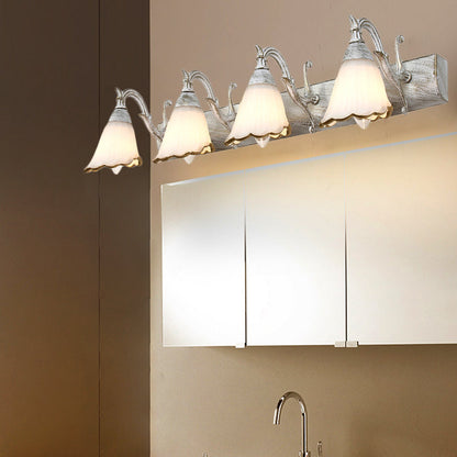 Vivolux | Blumen Bad Wand Leuchte Klassisches Opalglas 2/3/4 Lichter Bronze/Weiß Make-Up Beleuchtung