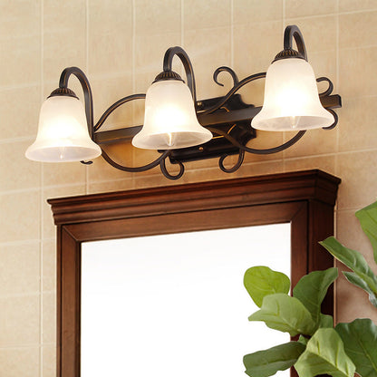 Vivolux | 2/3 Lichten Vanity Lamp Vintage Curvy Arm Melkglas Wandlamp in Zwart voor Badkamer