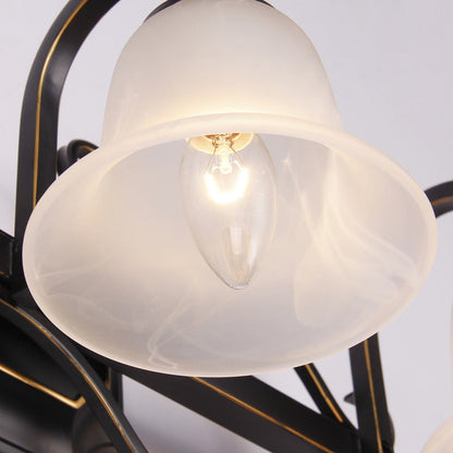 Vivolux | 2/3 Lichten Vanity Lamp Vintage Curvy Arm Melkglas Wandlamp in Zwart voor Badkamer