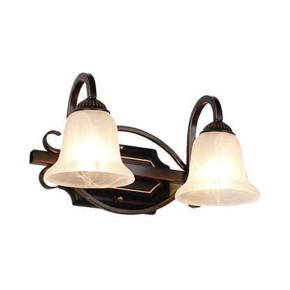 Vivolux | 2/3 Lichten Vanity Lamp Vintage Curvy Arm Melkglas Wandlamp in Zwart voor Badkamer
