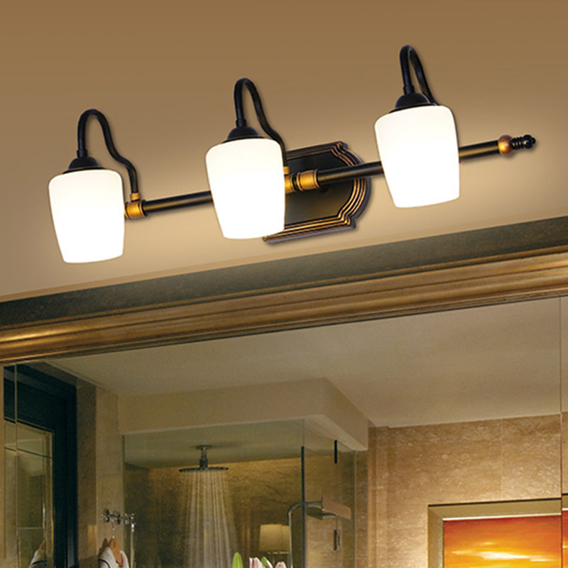 Vivolux | 2/3/4 Lichtern Becher Shade Vanity Wandleuchte Klassische weiße Glas Wandmontierte Beleuchtung für das Badezimmer