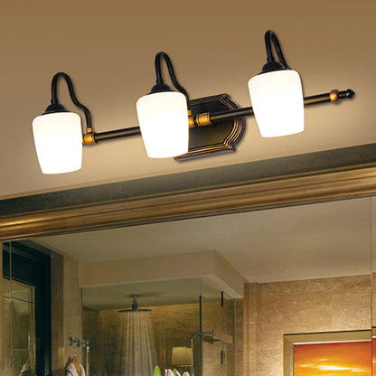 Vivolux | 2/3/4 Lichtern Becher Shade Vanity Wandleuchte Klassische weiße Glas Wandmontierte Beleuchtung für das Badezimmer