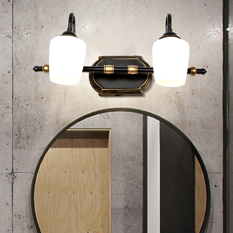 Vivolux | 2/3/4 Lichtern Becher Shade Vanity Wandleuchte Klassische weiße Glas Wandmontierte Beleuchtung für das Badezimmer