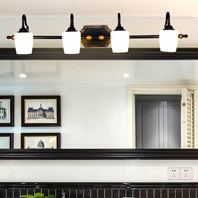 Vivolux | 2/3/4 Lichtern Becher Shade Vanity Wandleuchte Klassische weiße Glas Wandmontierte Beleuchtung für das Badezimmer