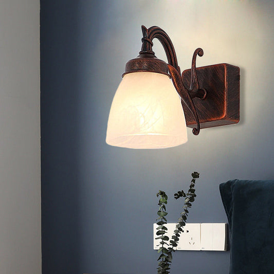 Vivolux | Koperen Koepel Wandlamp Traditionele Opal Glass 1/2/3 Lichten Badkamer Muur Gemonteerde Vanity Licht