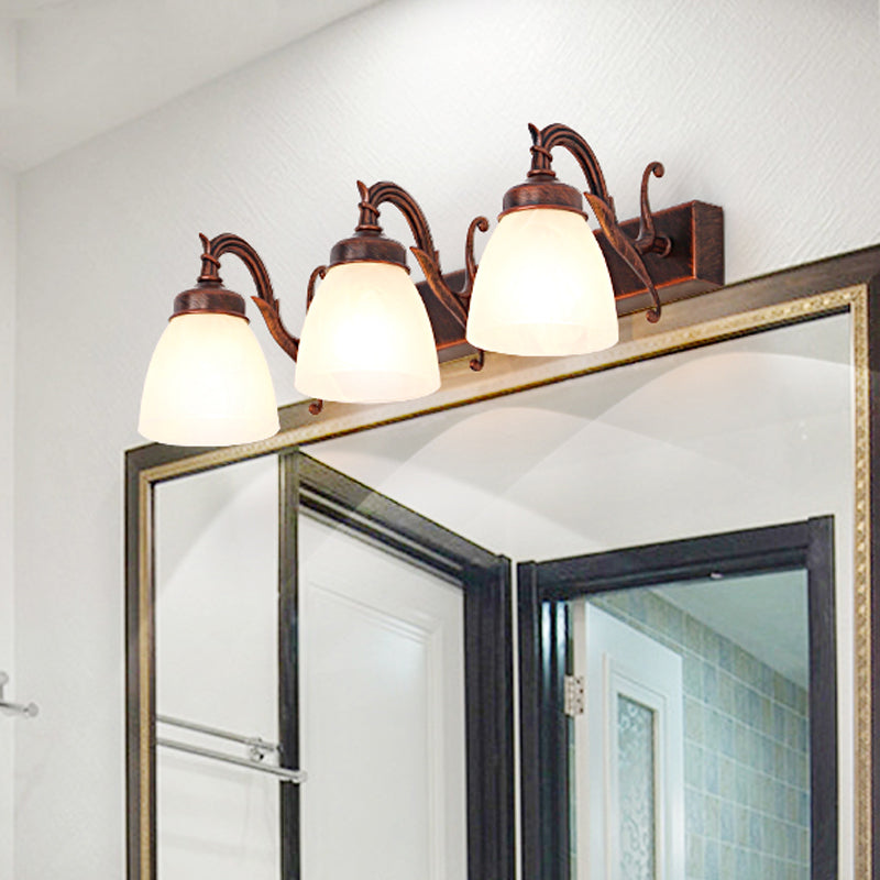 Vivolux | Koperen Koepel Wandlamp Traditionele Opal Glass 1/2/3 Lichten Badkamer Muur Gemonteerde Vanity Licht