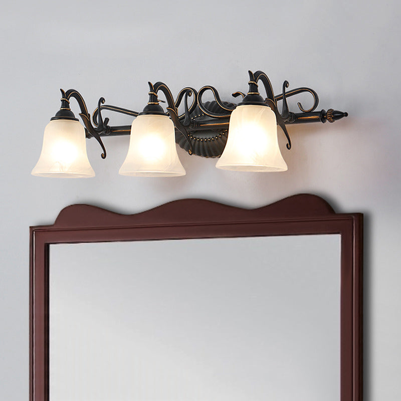 Vivolux | Frosted Glass Bronze Wandlamp Bel 2/3 Lichten Traditionele Wandgemonteerde Vanity Licht voor Badkamer